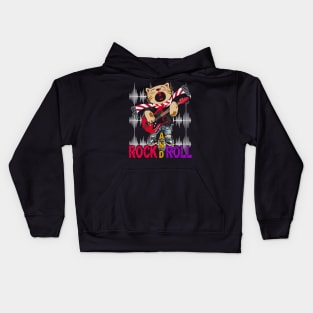 Rock & Roll Music - Cat with Guitar Kids Hoodie